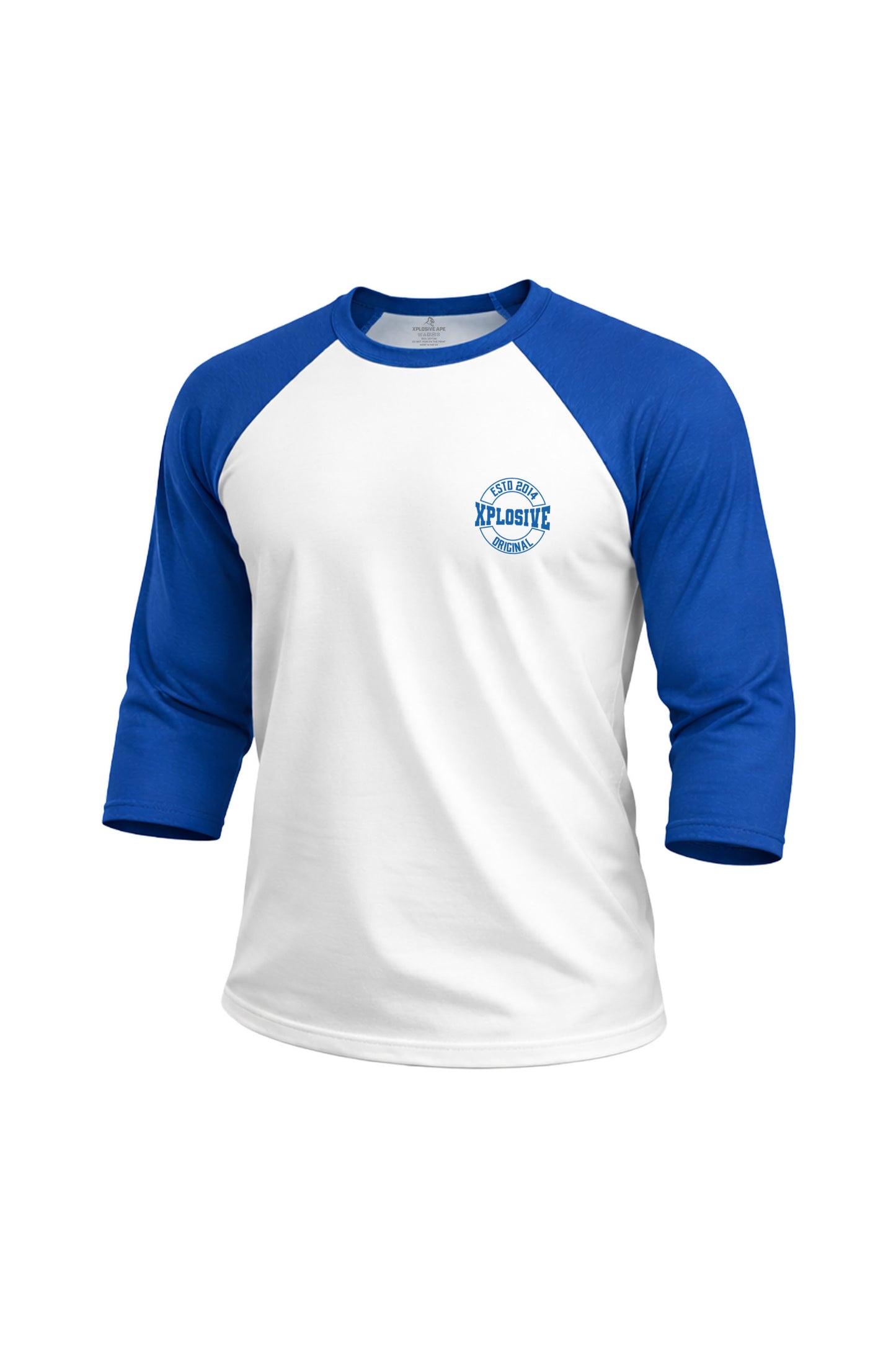 XAPE Varsity Prime Raglan 3/4 Sleeve Tee - White/Royal Blue