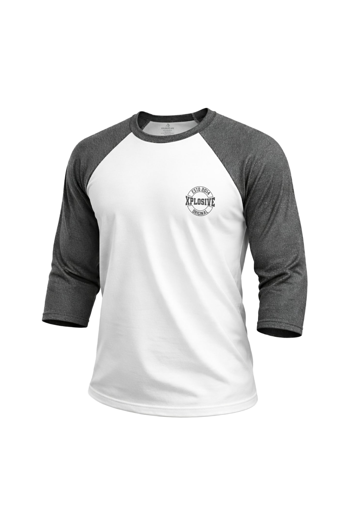 XAPE Varsity Prime Raglan 3/4 Sleeve Tee - White/Dark Heather