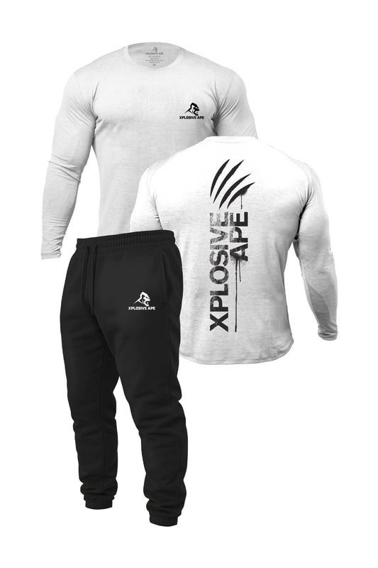 XAPE Claw V2 Long Sleeve Tee & Prime Joggers Combo - White/Black