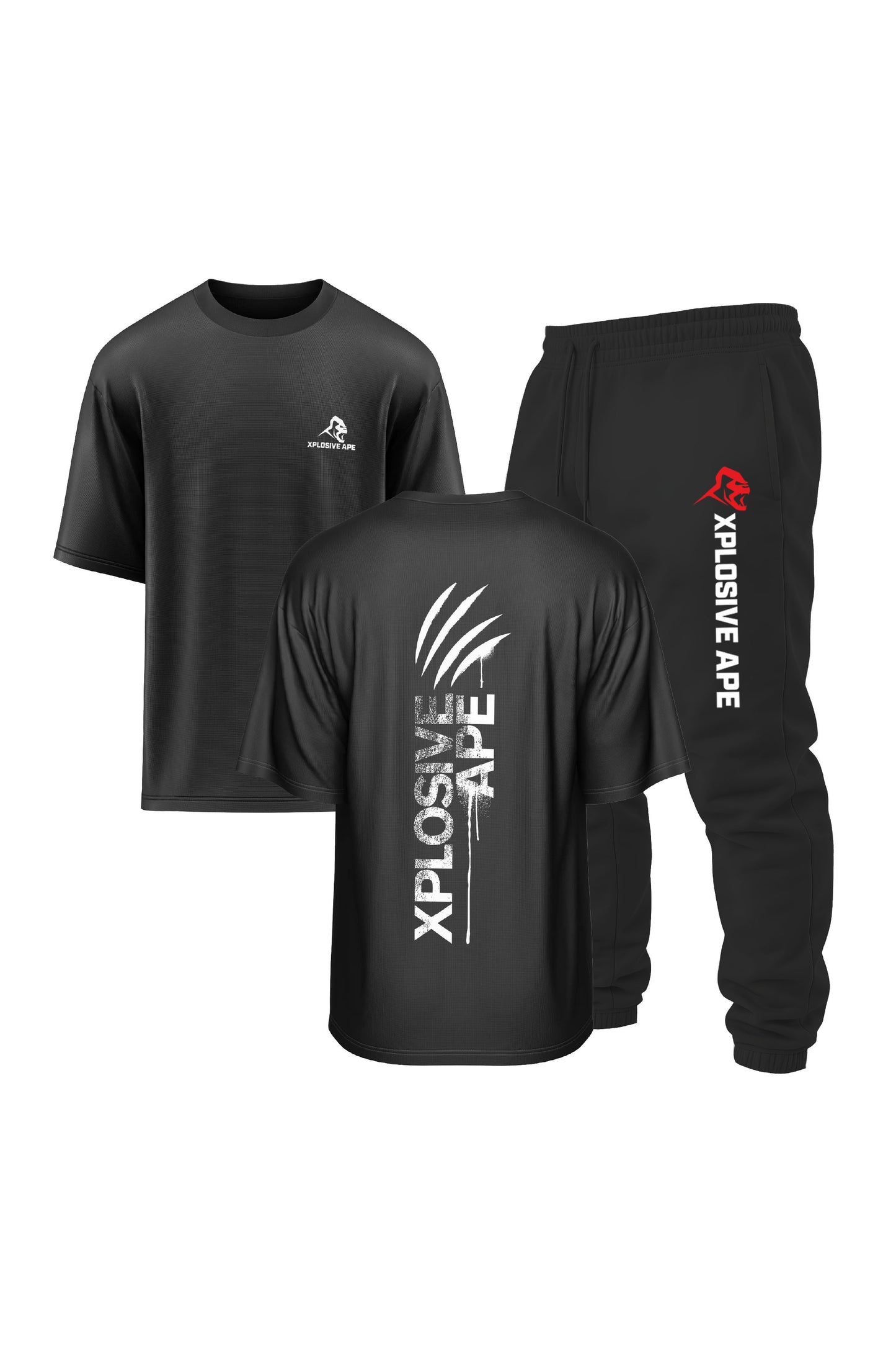 XAPE Claw V2 Oversized Tee & Originals V2 Joggers Combo - Black
