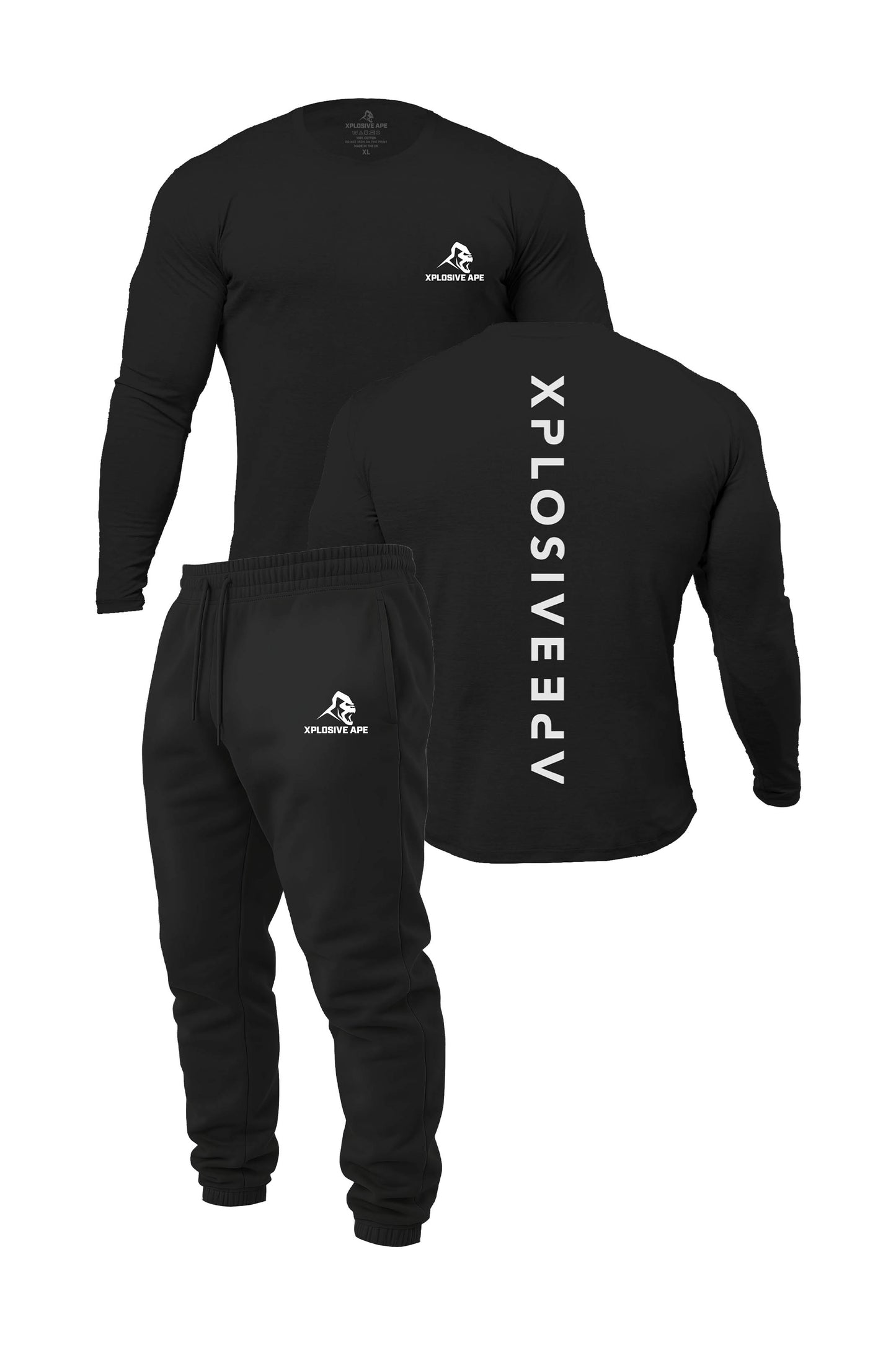 XAPE Futuristic V2 Long Sleeve Tee & Prime Joggers Combo - Black