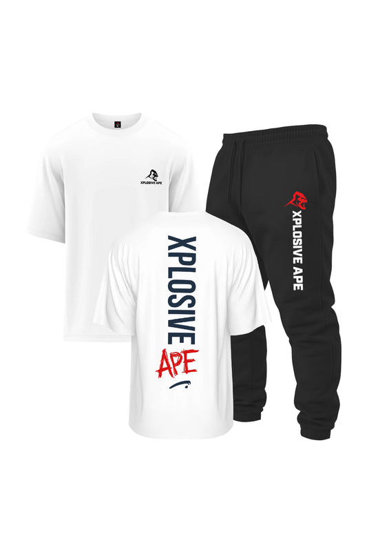 XAPE Graffiti V2 Oversized Tee & Originals V2 Joggers Combo - White/Black