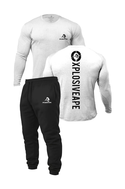 XAPE Impact V2 Long Sleeve Tee & Prime Joggers Combo - White/Black