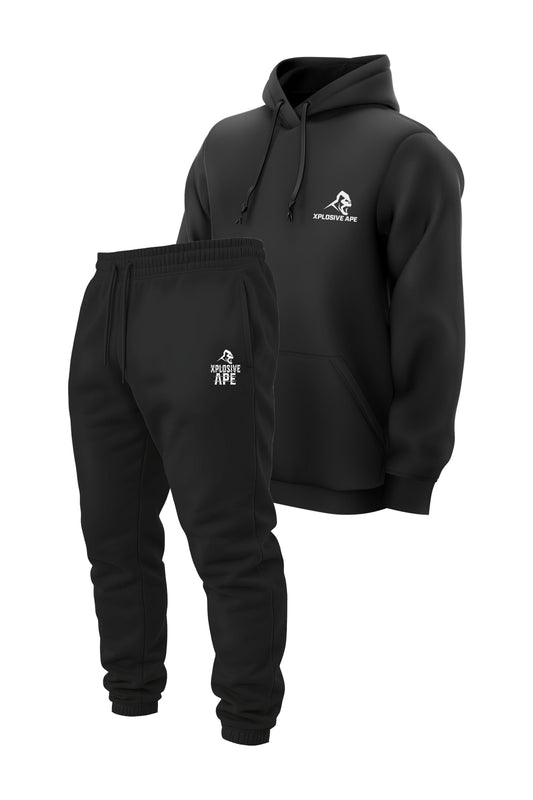 XAPE Prime String Hoodie & Classic Barbed Logo Joggers Combo - Black