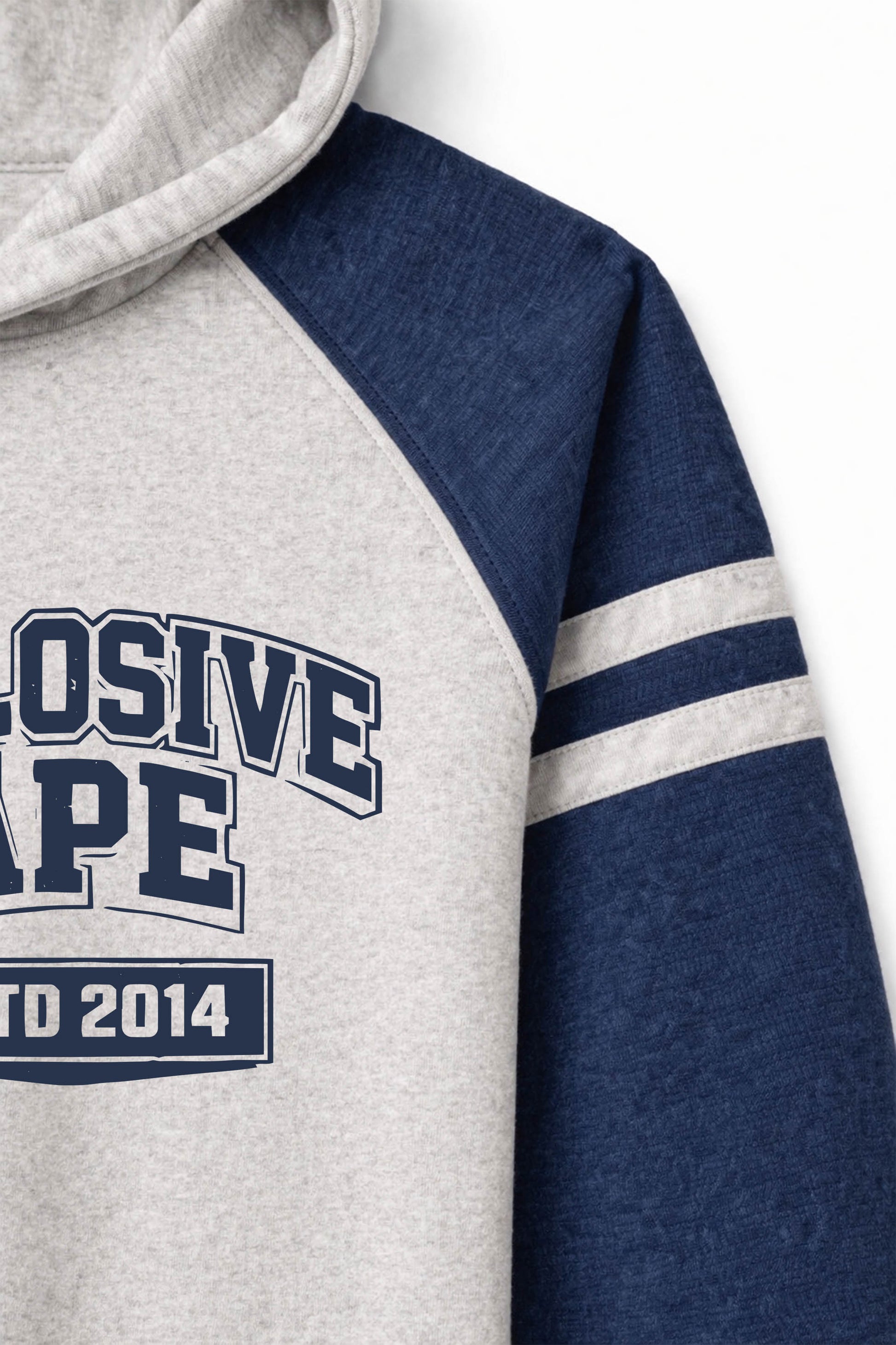 XAPE Classic Block Raglan Hoodie - Oatmeal Heather/Indigo