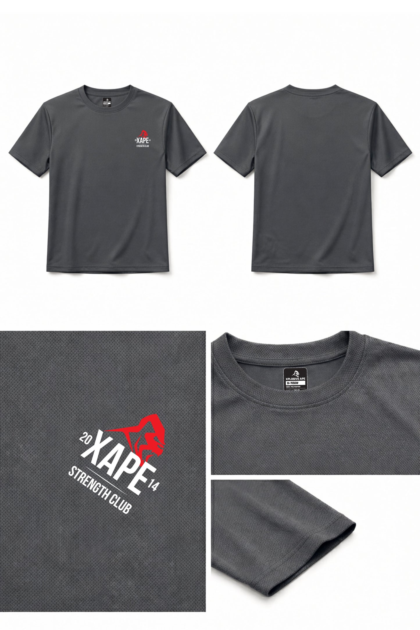XAPE Classic Strength X Tech Tee - Charcoal