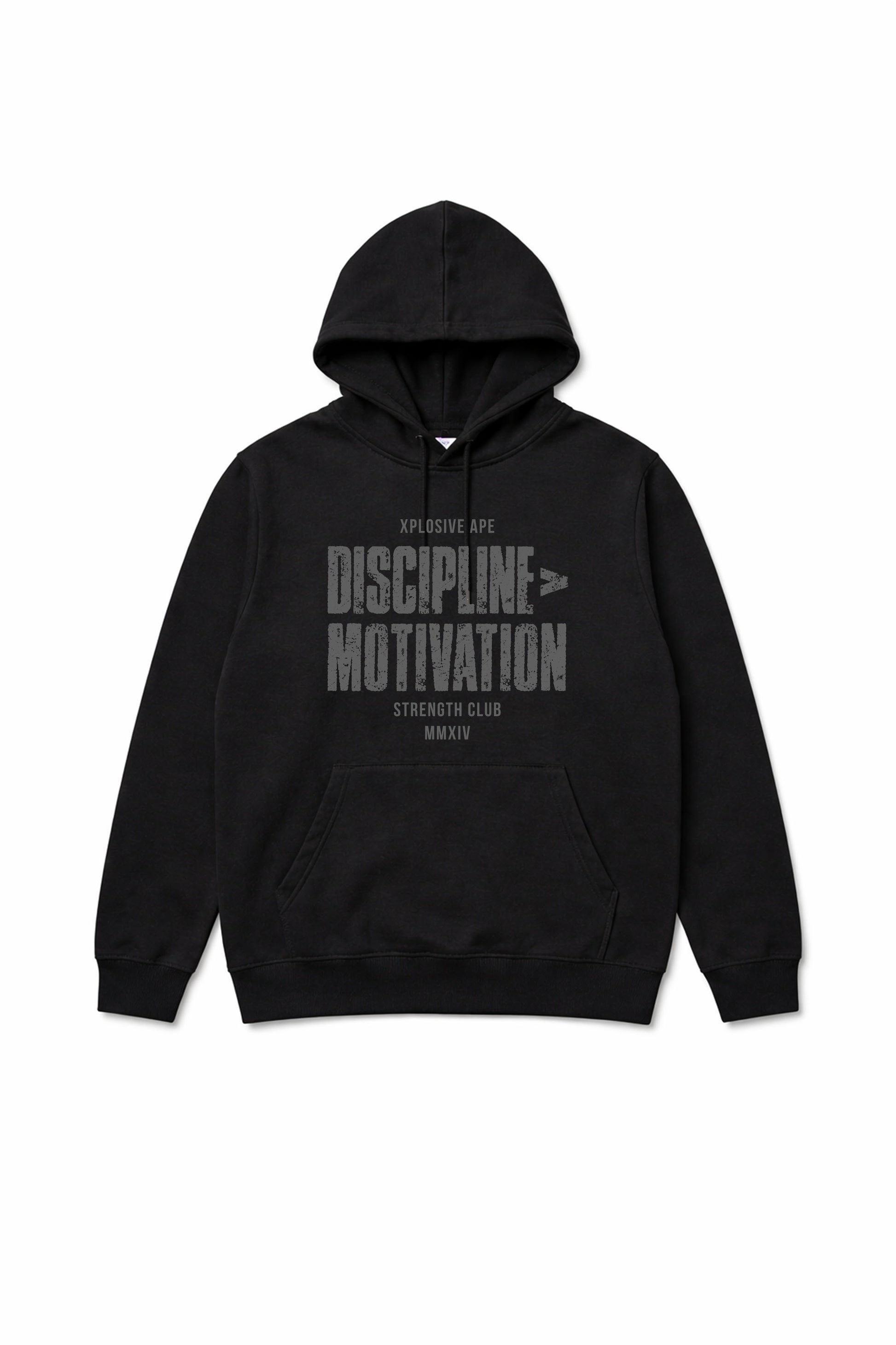 XAPE Discipline Motivation String Hoodie - Black