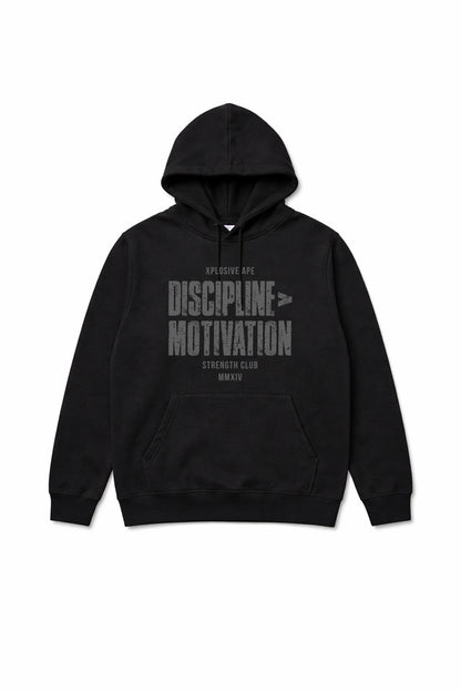 XAPE Discipline Motivation String Hoodie - Black