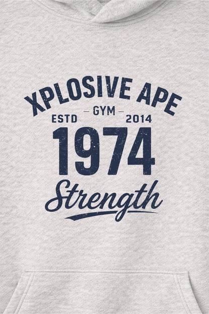 XAPE Heritage Script Raglan Hoodie - Oatmeal Heather/Indigo