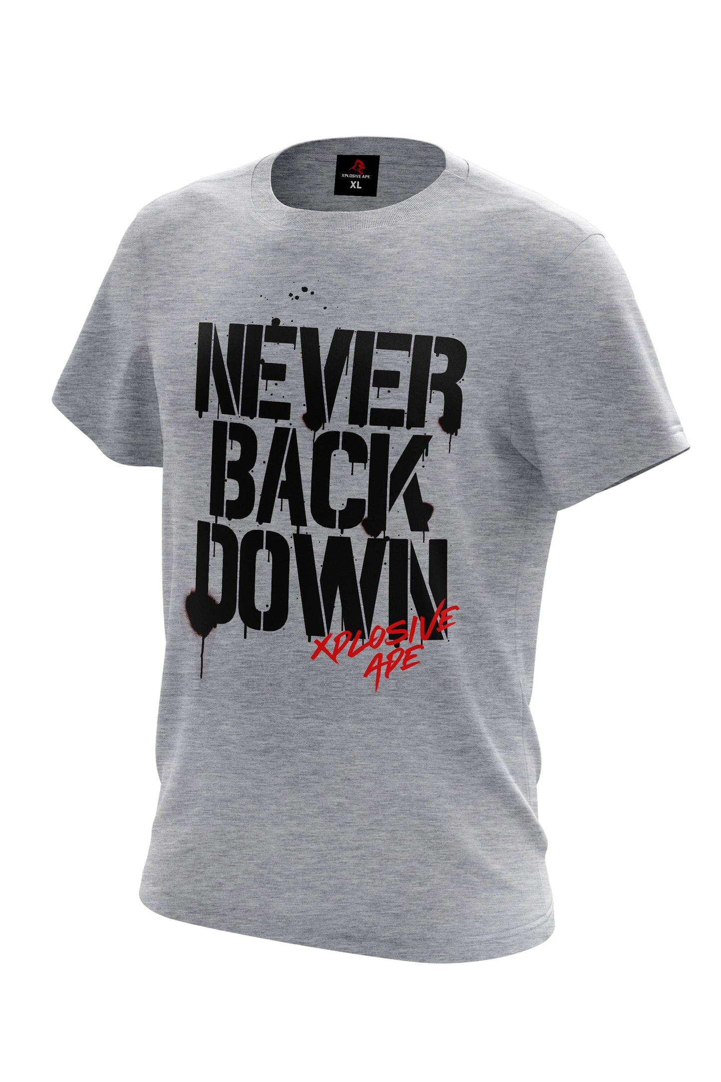 XAPE Never Back Down Signature Tee - Sports Grey