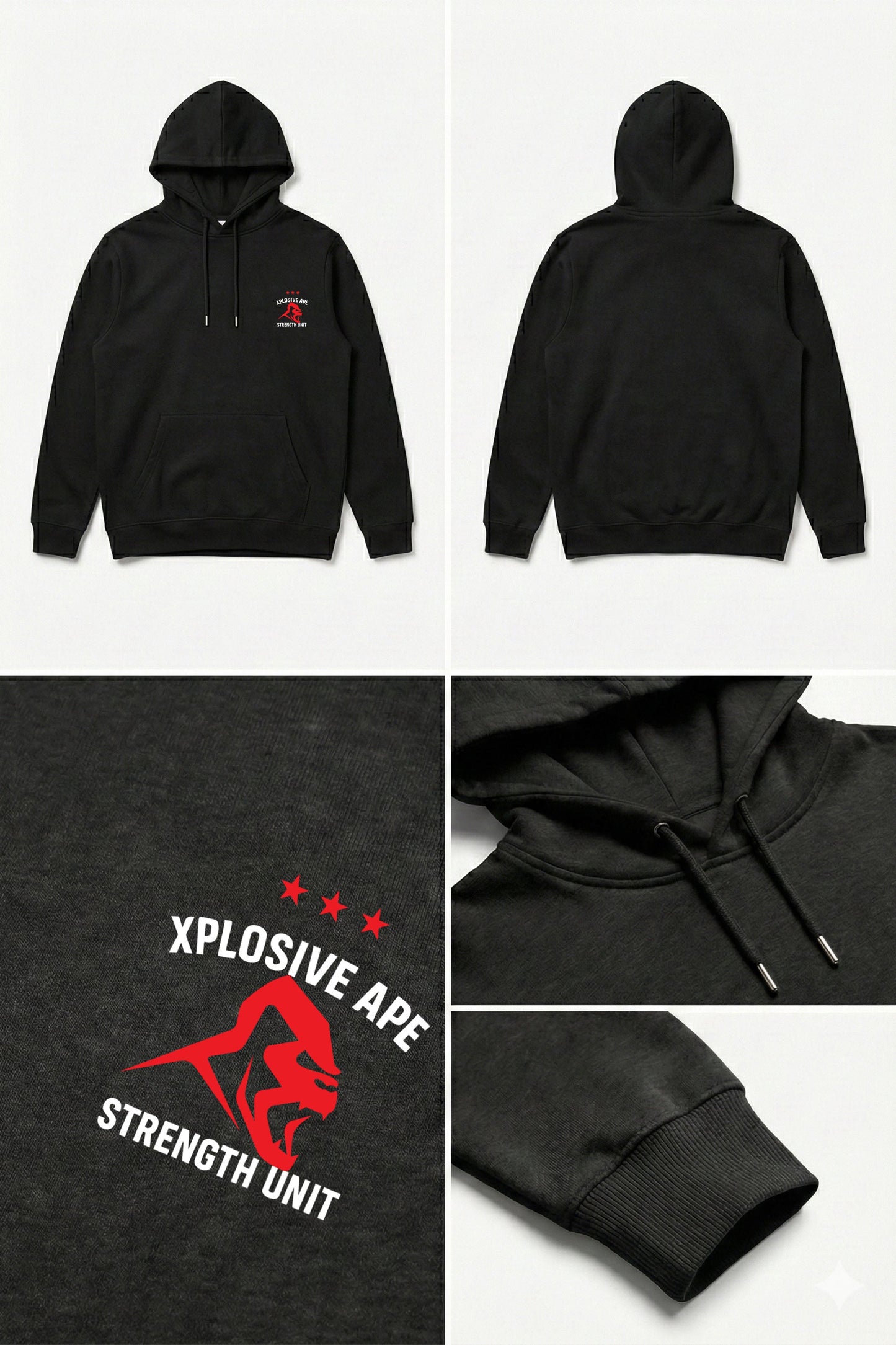 XAPE Strength Unit V2 String Hoodie - Black