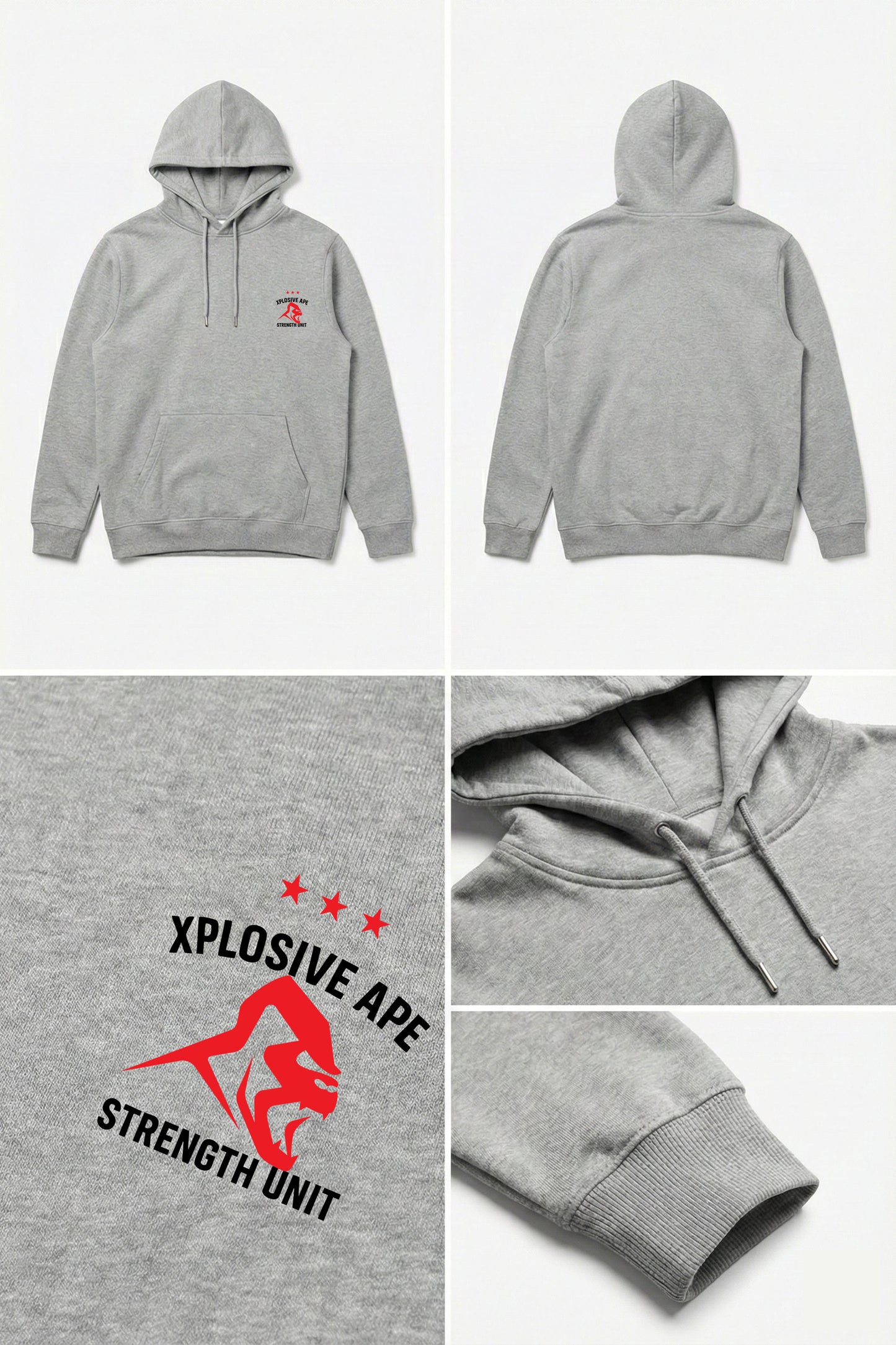 XAPE Strength Unit V2 String Hoodie - Sports Grey