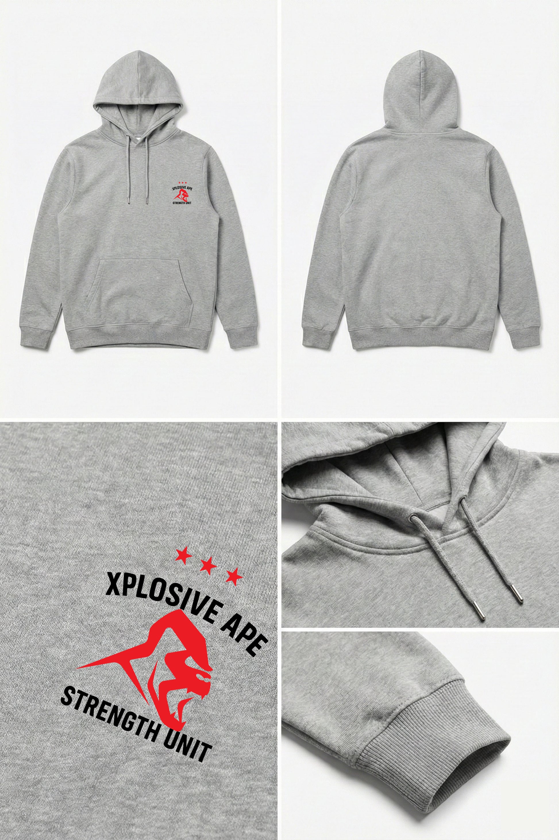 XAPE Strength Unit V2 String Hoodie - Sports Grey