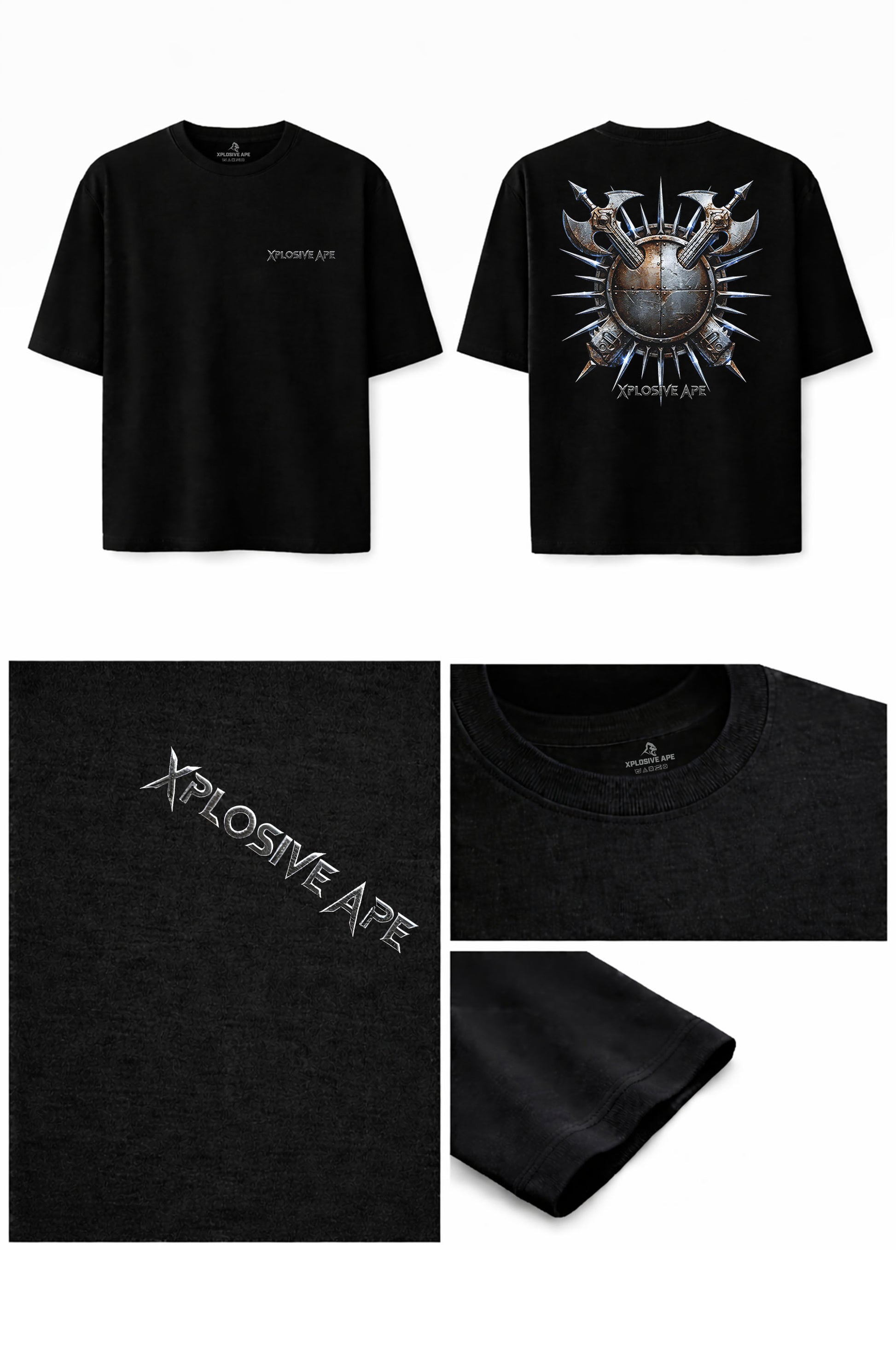 XAPE Warlord Crest Oversized Tee - Black