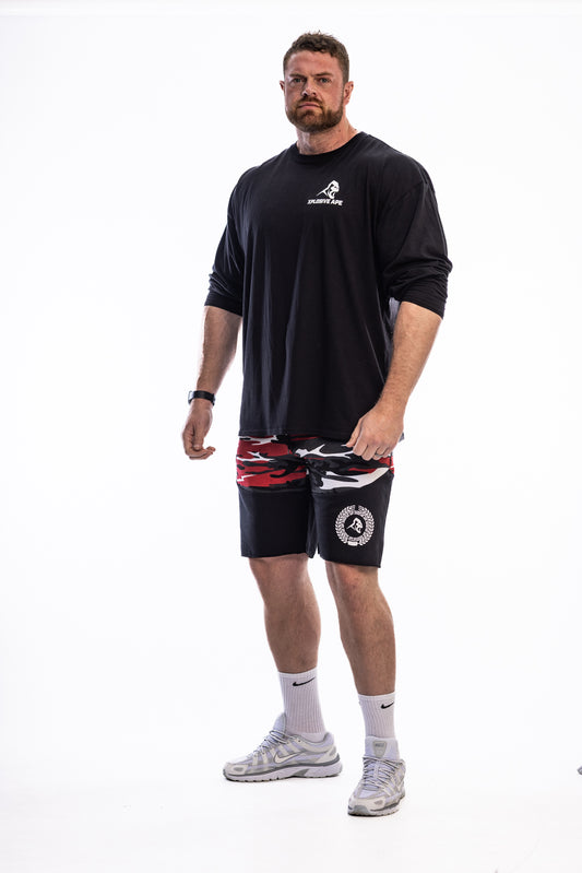 XAPE Century Camo Rag Shorts - Red