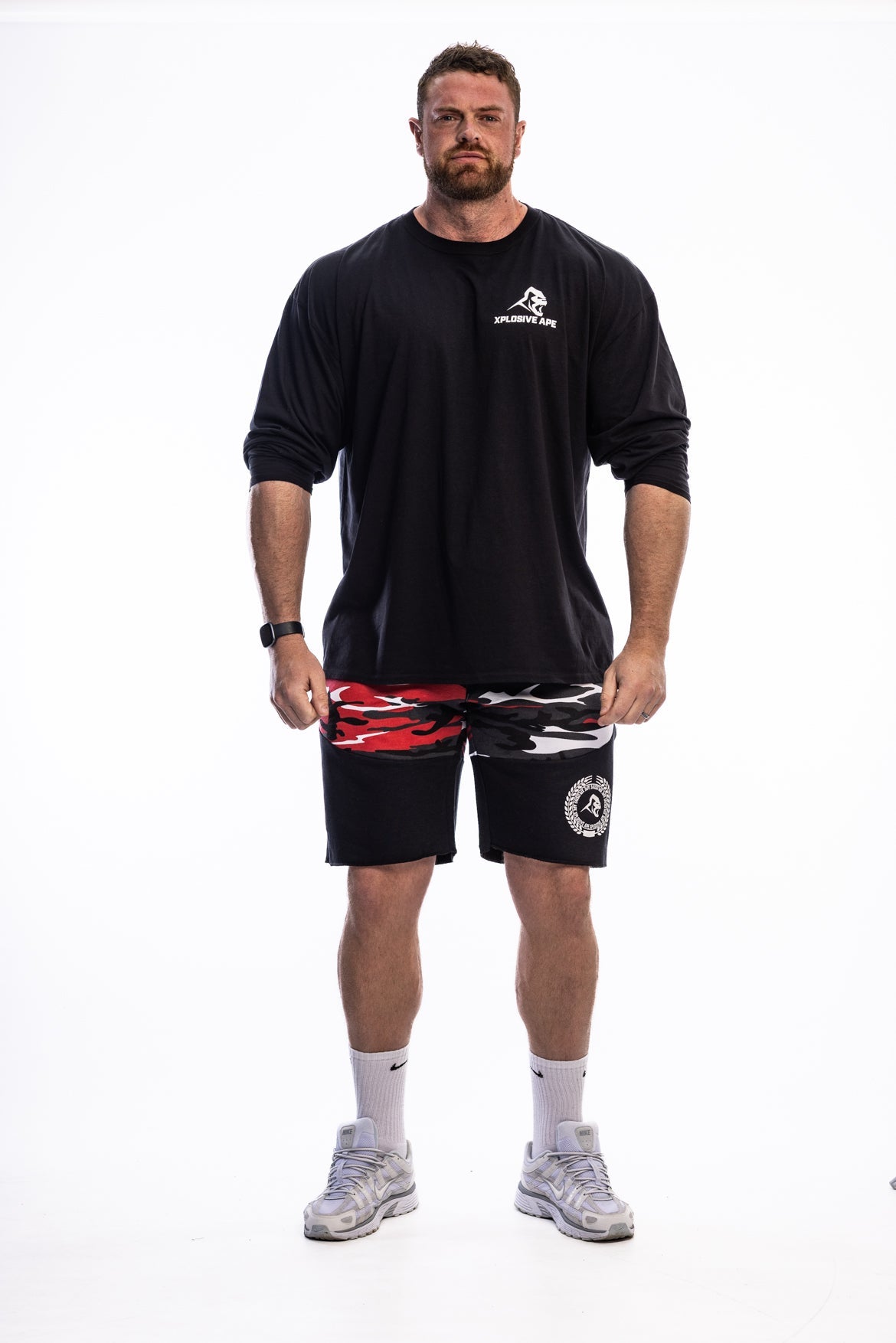 XAPE Century Camo Rag Shorts - Red