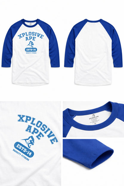 XAPE Zone 01 Raglan 3/4 Sleeve Tee - White/Royal Blue