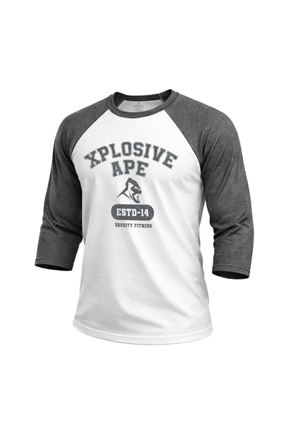 XAPE Zone 01 Raglan 3/4 Sleeve Tee - White/Dark Heather