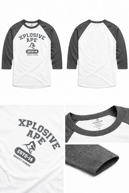 XAPE Zone 01 Raglan 3/4 Sleeve Tee - White/Dark Heather