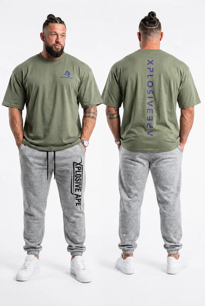 XAPE Futuristic Tee & Strike Joggers Combo - Sage/Sports Grey