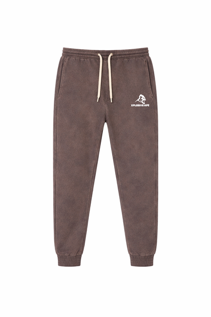 XAPE Vintage Wash Joggers - Brown