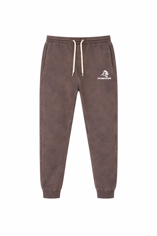 XAPE Vintage Wash Joggers - Brown