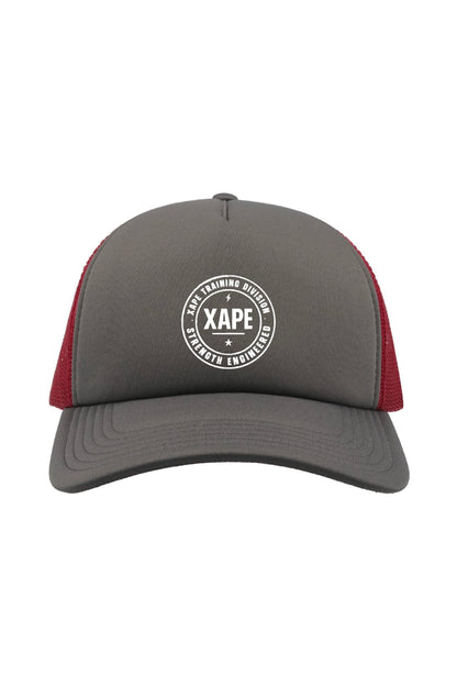 XAPE Classic Badge Logo Trucker Cap - Grey/Red