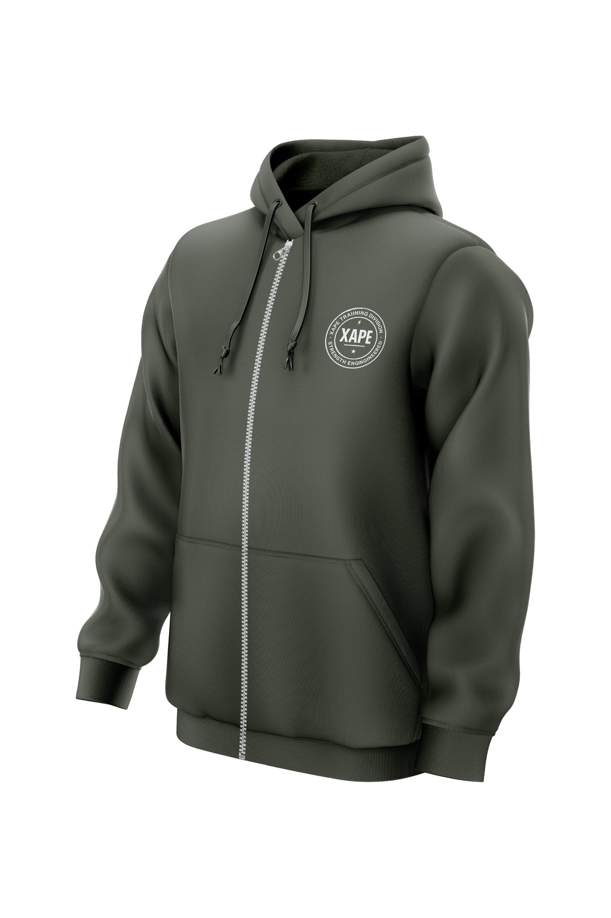 XAPE Classic Badge Logo V2 Zip Hoodie - Olive Green