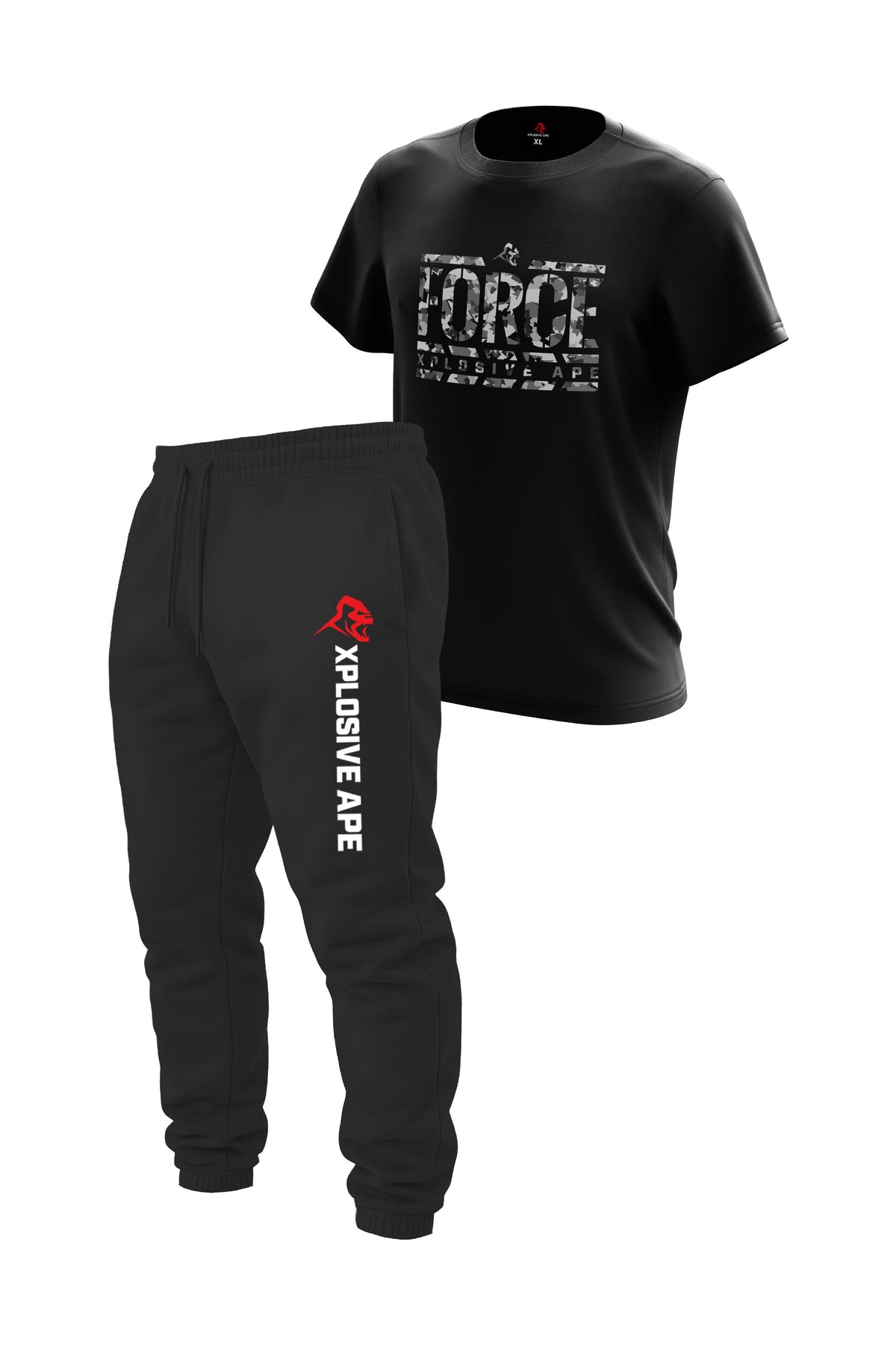 XAPE Force Grey Camo Tee & Originals V4 Joggers - Black