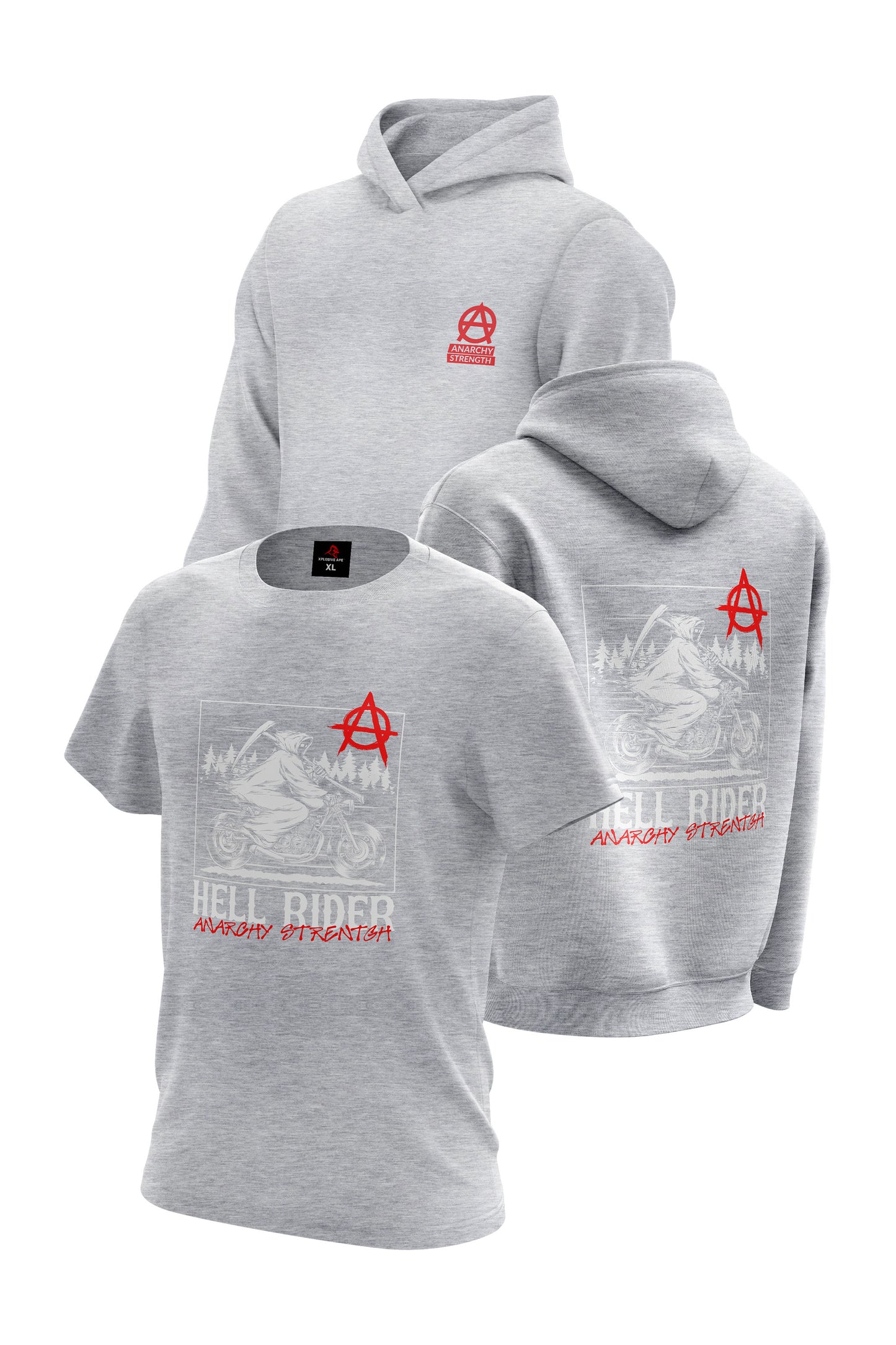 AS Hell Rider Hoodie & Tee Combo - Sports Grey