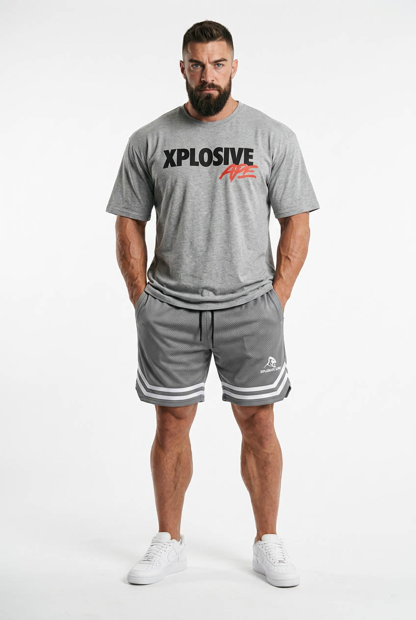 XAPE Holder V2 Tee & Strike Shorts Combo - Sports Grey/Grey