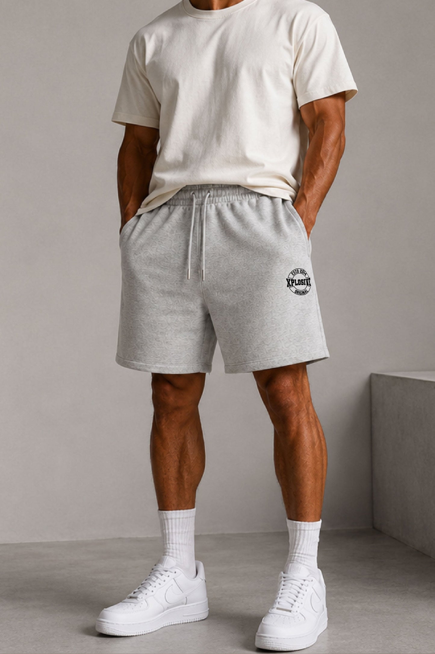 XAPE Varsity Oversized Shorts - Ash Grey