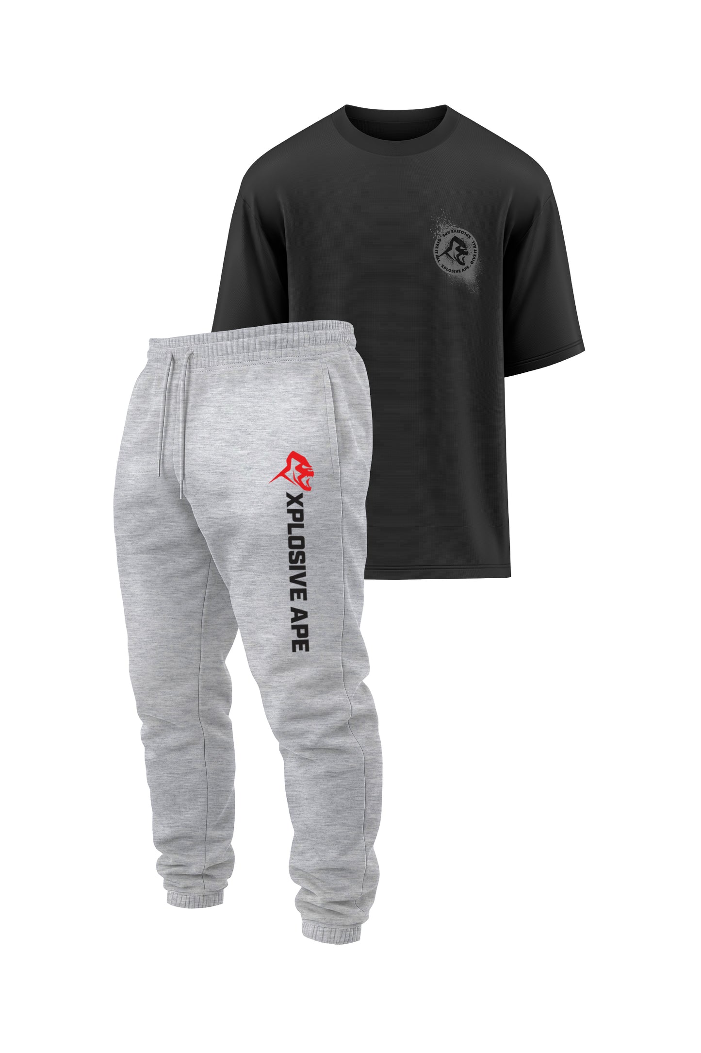 XAPE Volume Four Oversized Tee & Originals Joggers Combo - Black/Sports Grey