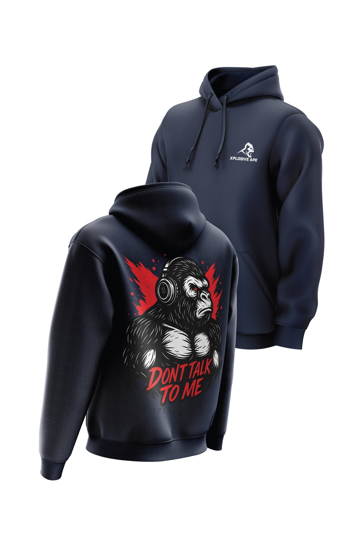 XAPE Don't Talk To Me V2 String Hoodie - Navy