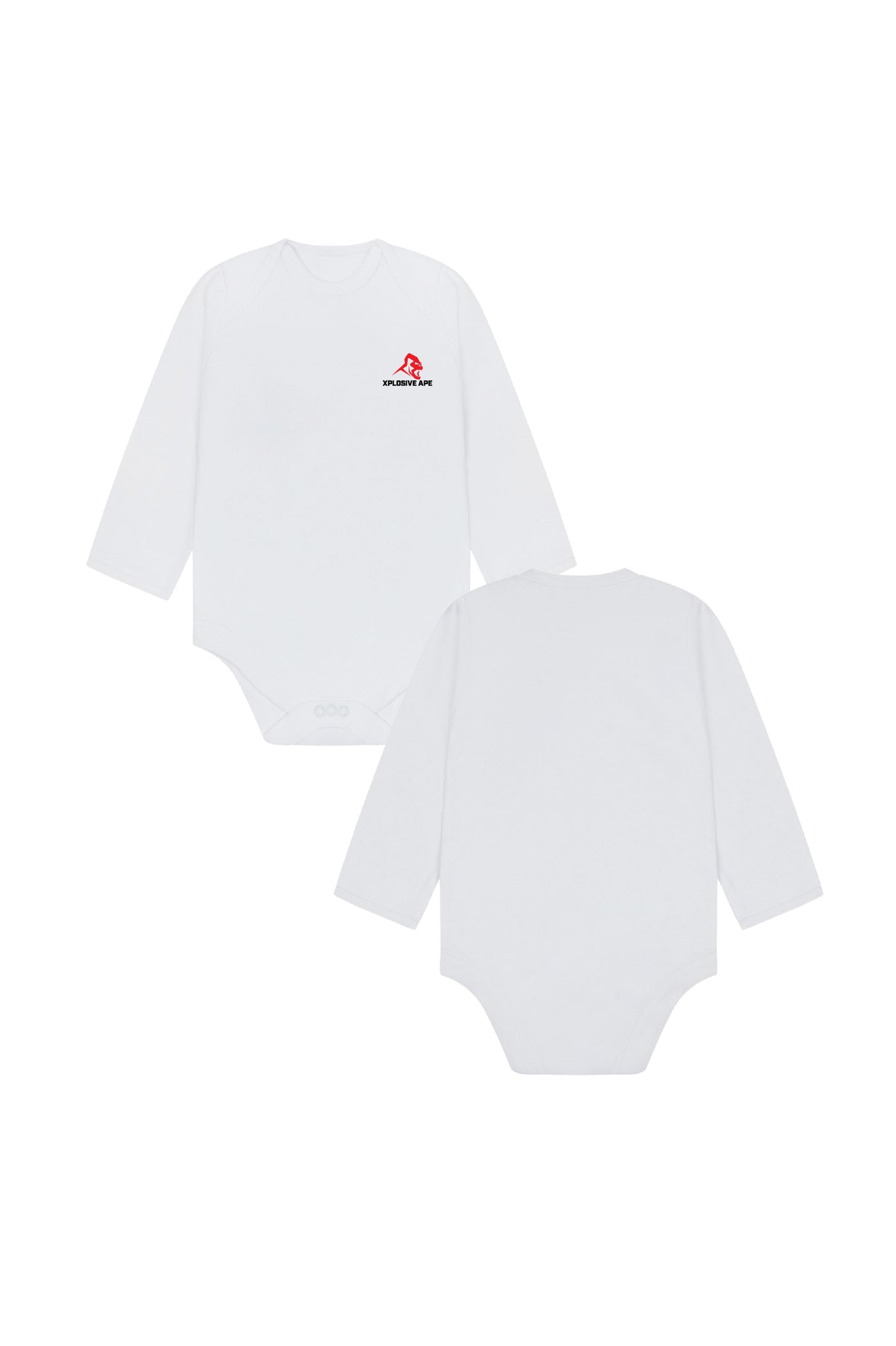 Little Apes Classic Baby Long Sleeve Body Suit - White