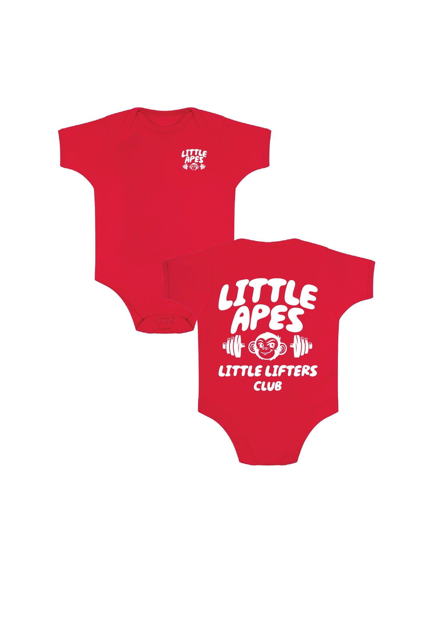 Little Apes Little Lifters Club Baby Body Suit - Red