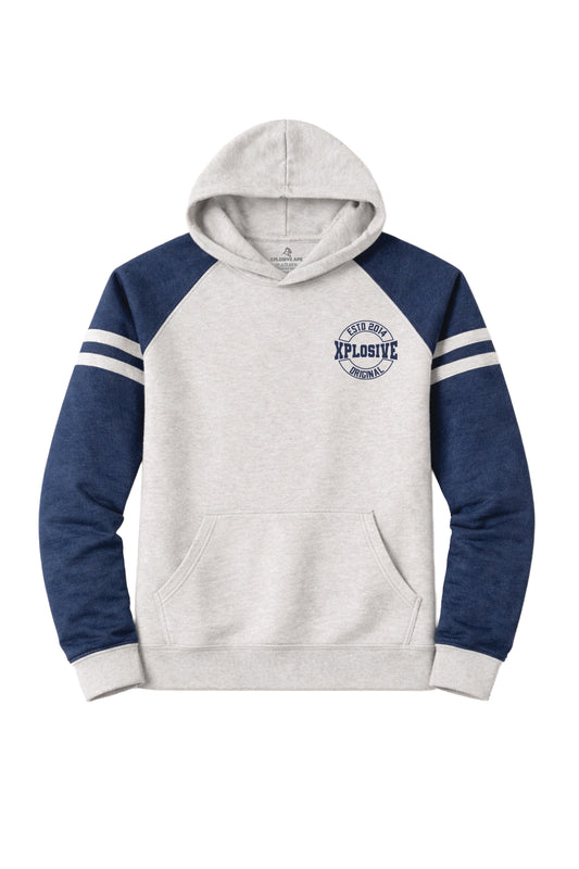 XAPE Varsity Prime Raglan Hoodie - Oatmeal Heather/Indigo