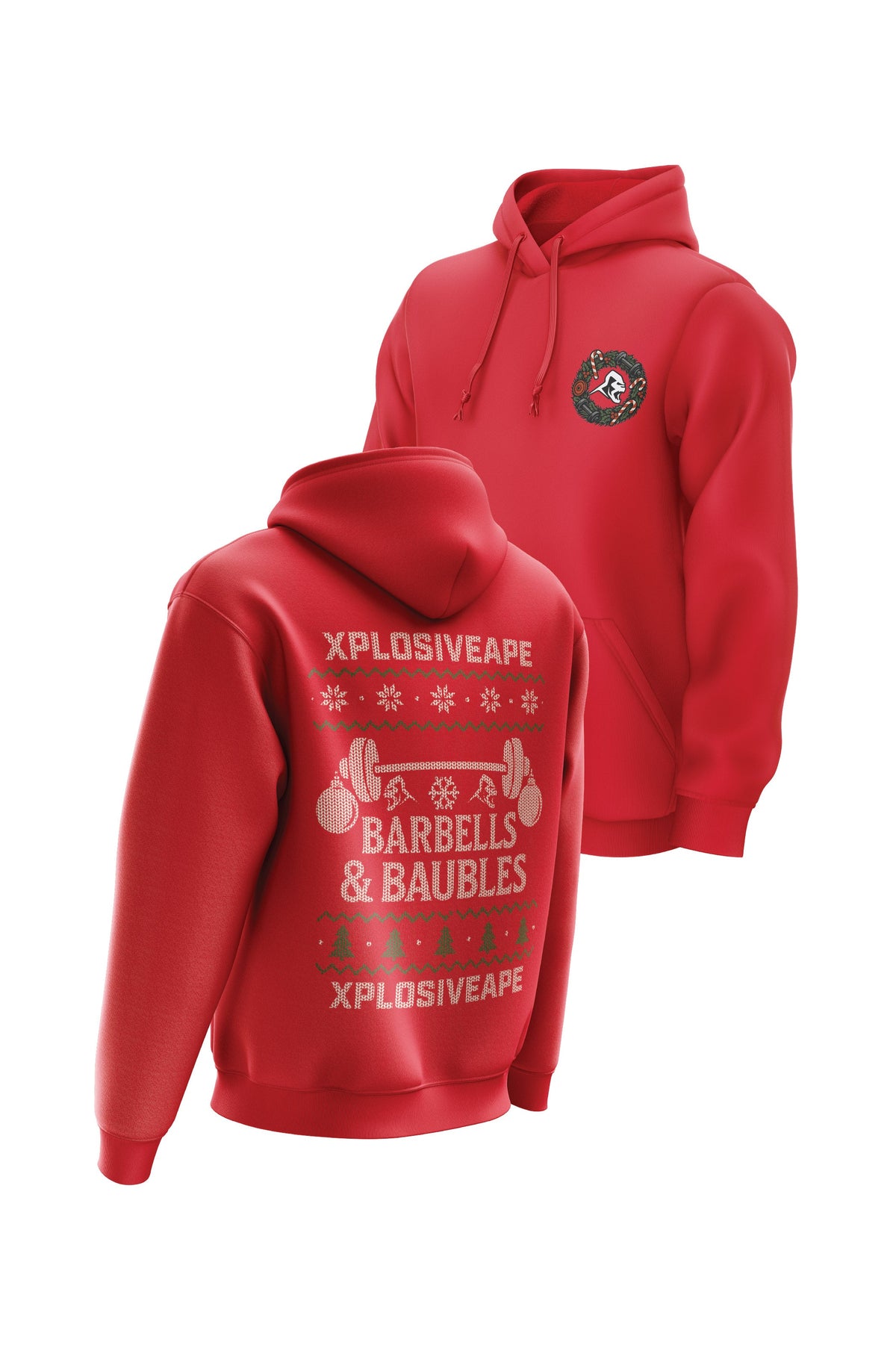 XAPE Xmas Barbell String Hoodie - Red