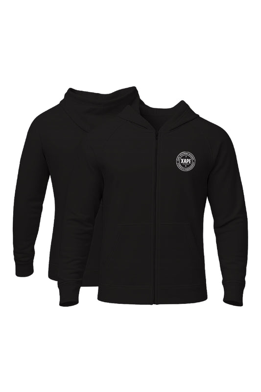 XAPE Classic Badge Logo Oversized Zip Hoodie - Black