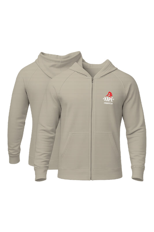 XAPE Classic Strength Logo Oversized Zip Hoodie - Stone